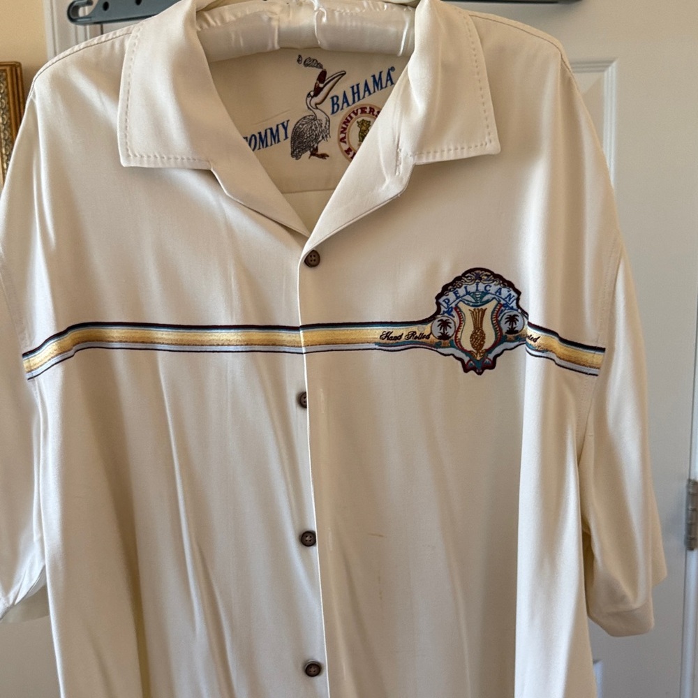 Tommy Bahama Cream and Gold Men's Button Down Shirt